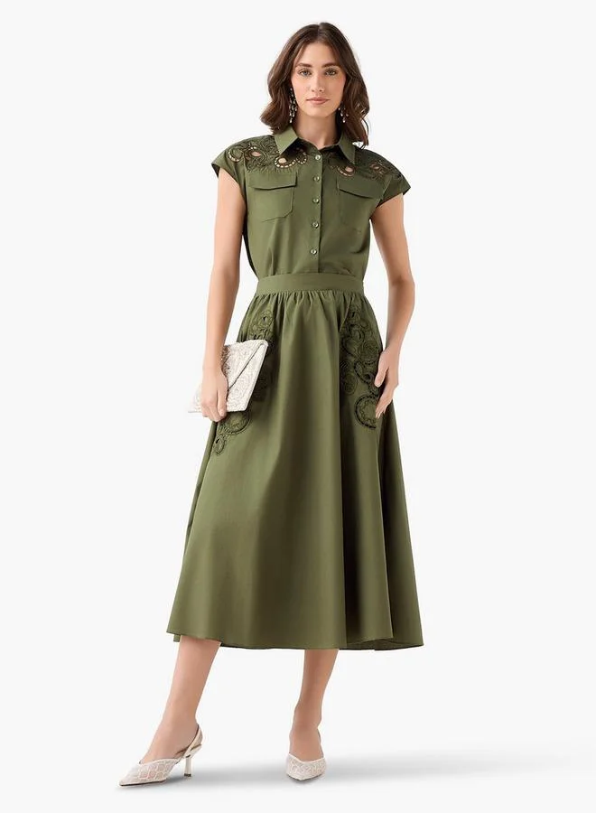 2Xtremz 2Xtremz Cotton Shirt with Lace Embroidery